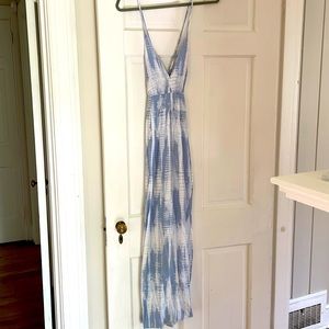 Blue and white maxi dress
